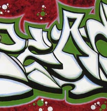 peace white on green graffiti piece